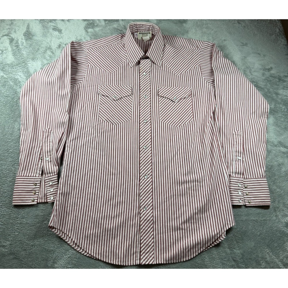 Vtg Ruddock Bros Mens 15.5 34 Western Snap Shirt USA Made Striped